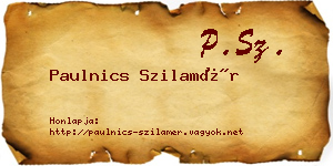 Paulnics Szilamér névjegykártya